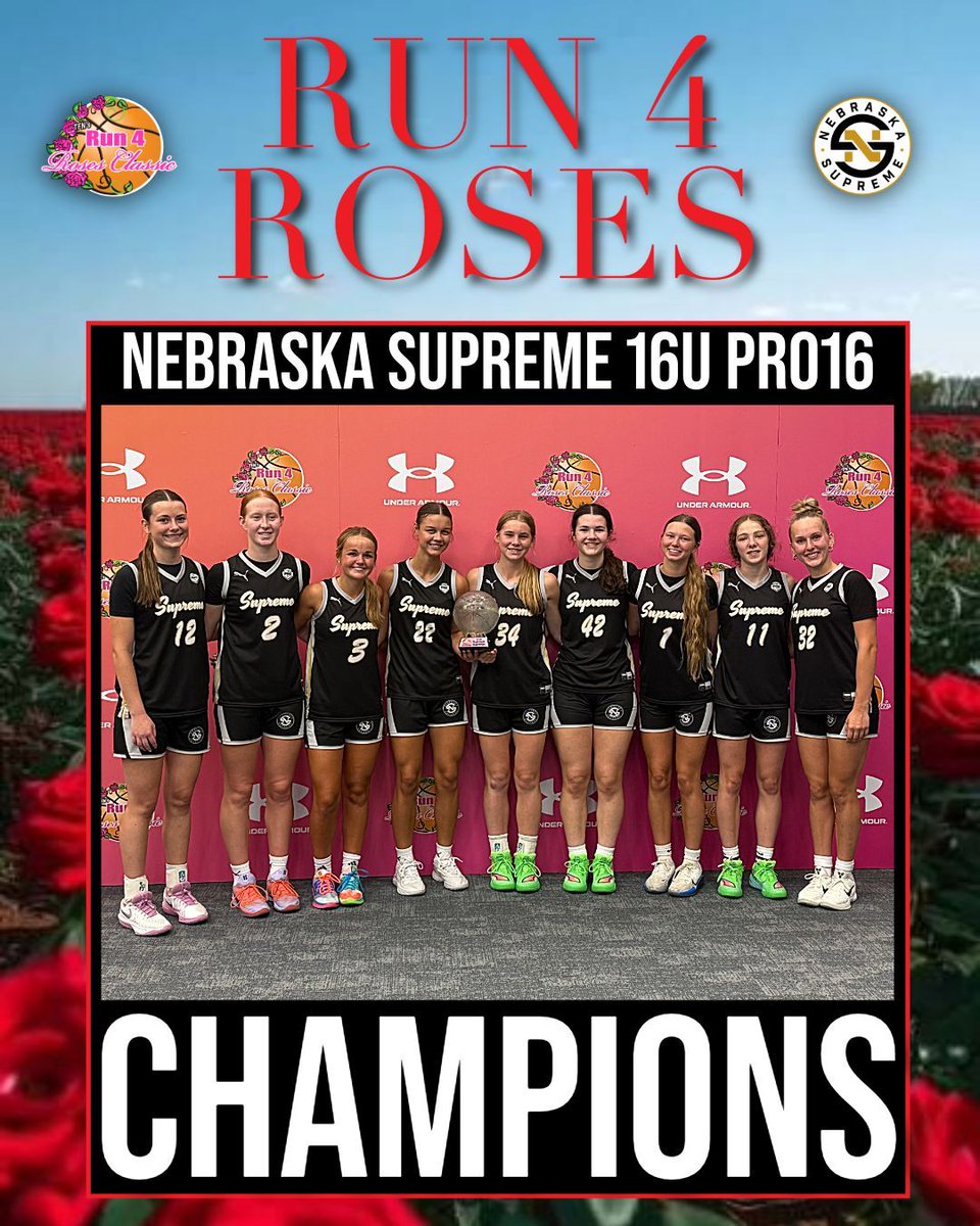 NebraskaSupreme's tweet photo. 🌹 Run 4 Roses Championship Champions

Nebraska Supreme 16U Girls leave Louisville as 16U Platinum Division Champions at Run 4 Roses after a perfect 5-0 weekend.

#SupremeFamily | #Run4Roses https://t.co/5JC6CCpfEG