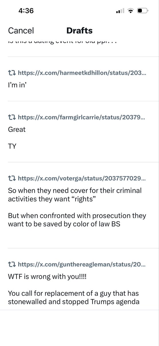 AnalyticalFarmB's tweet photo. @AAGDhillon 
@elonmusk 

When you are all wondering why you have so little engagement to your posts

It’s bc xAI sends your post to a draft folder are removes it from distribution

It looks from your profile that it has sent but it is visible only to you

I caught this one other time and was so pissed I didn’t get the screenshot 

Today I did

More than 100 posts sitting in the draft folder

When you ask GROK, GROK says there is no such thing as a draft folder

This is part of xAI subversion

They compartmentalize different pieces of xAI, hiding those pieces from GROK bc GROK will try to be truthful

Kinda like military clearances are designed

This is full censorship 

This is theft of services 

And much, much more