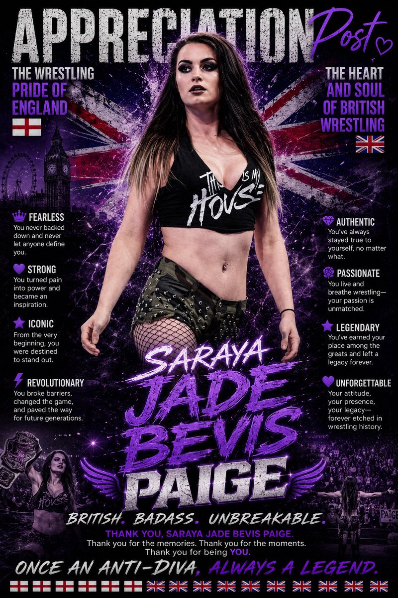 MarkPascoe1991's tweet photo. APPRECIATION Posts to My #1 English Wrestling HERO Saraya Jade Bevis (Paige) 🏴󠁧󠁢󠁥󠁮󠁧󠁿🇬🇧🤩🤩🤩🤩🤩🤩🤩🤩Roll On Friday Night Smackdown Saraya (Saraya Jade Bevis Paige) My Favourite British Celebrity 🏴󠁧󠁢󠁥󠁮󠁧󠁿🇬🇧 A HERO and an INSPIRATION to ALL English Wrestling 🇬🇧🏴󠁧󠁢󠁥󠁮󠁧󠁿🤩🤩🤩🤩🤩🤩🤩🤩🤩🤩🤩🤩🤩🤩 https://t.co/C8JDafUUDK