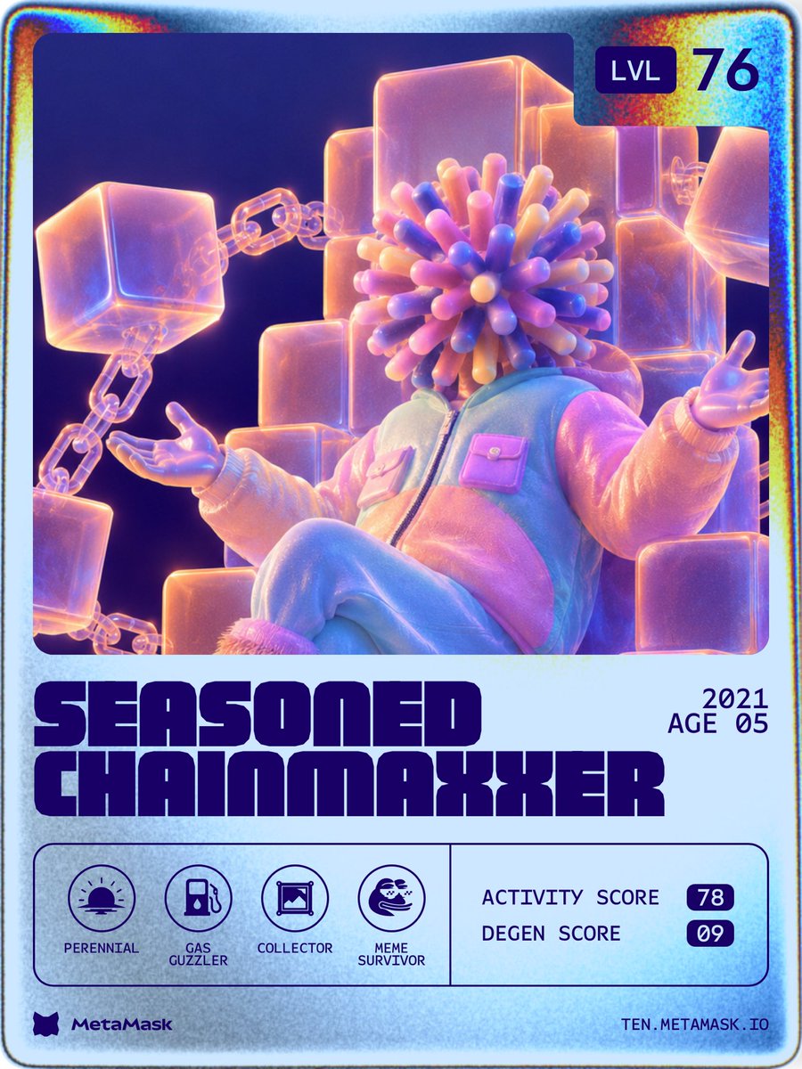 AmigalkaB's tweet photo. My MetaMask on-chain persona: SEASONED CHAINMAXXER — reveal yours and check your stats at https://t.co/1EZKVhe9nW https://t.co/7UFmBYl1ia