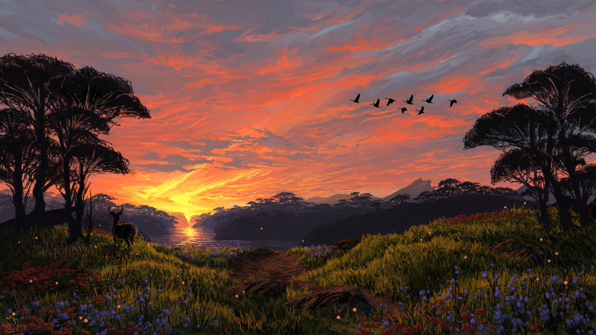 TheRaspyCupcake's tweet photo. go check out my profile if you haven't already!! i draw cool landscapes and lots of sunsets https://t.co/WNiKXq4kKK
