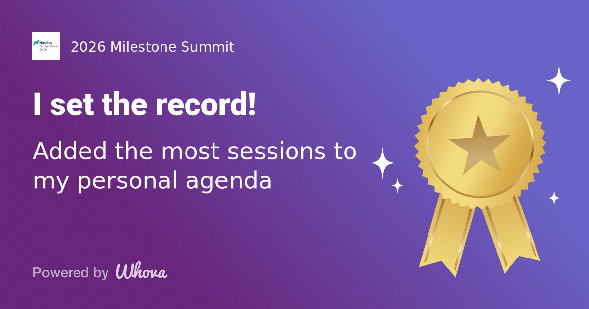 KRSI19's tweet photo. 🎉 🎉 I set a new record at 2026 Milestone Summit by 🗓️ added the most sessions to my personal agenda — packed and ready!  - via #Whova event app https://t.co/LqENkiAkZx