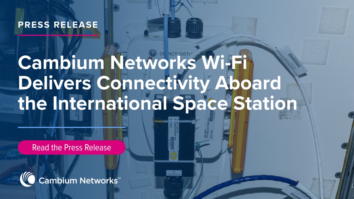 CambiumNetworks's tweet photo. Cambium Networks Wi-Fi is now aboard the ISS, supporting astronauts, science, and connected devices in orbit. 

Learn more: https://t.co/lAP1mrEVgO 

#ISS #NASA #WiFi https://t.co/uHlOzLxhPu
