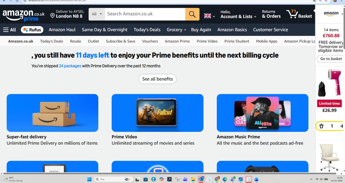 aycell_c's tweet photo. Problem isn't that I don't know how to cancel Prime. I've tried 5 times since May and it's still active. I've sent Amazon Executive Customer Relations screenshots 3 times. Please address my actual complaint instead of sending cancellation instructions again @AmazonHelp @AmazonUK https://t.co/cIh80V76mk