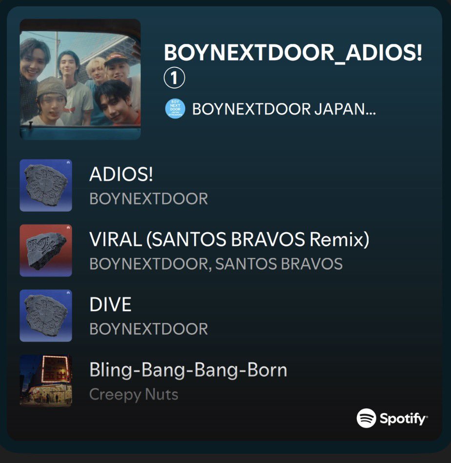 BOYNEXTDOOR_FAN's tweet photo. ［Spotify］#BND_Spotifylist 07.15

#ONEDOOR 🩵

#BOYNEXTDOOR プレイリストです。
こちらは2時間ほどの長さです。
無料会員の方もぜひご活用ください。
毎日Spotify再生を意識しましょう。

🎧HOME_VIRAL①
🔗 https://t.co/0xuQrmrCvI

🎧 HOME_VIRAL②
🔗 https://t.co/vWloQRRlQp

🎧ADIOS!①
🔗 https://t.co/s5Ay2oI2cv

🎧 ADIOS!②
🔗 https://t.co/WodJXyheU8

#BND #ボネクド #ボイネク
#Onedoor_Stream