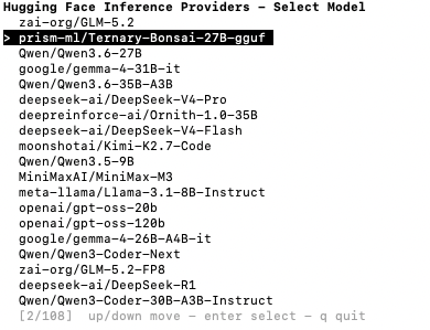 Bonsai 27B Model Now Accessible Through Hugging Face Claude