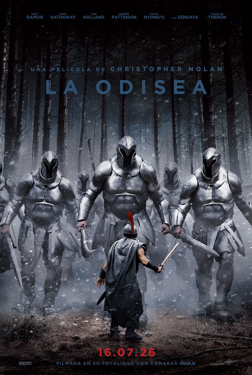 CinetecaMexico's tweet photo. La nueva película de Christopher Nolan reúne a Matt Damon, Tom Holland, Zendaya, Anne Hathaway y Charlize Theron en su adaptación de La Odisea, el clásico de Homero🎬🎥.

La cinta llegará a las tres sedes de Cineteca Nacional, y solo en Cineteca Nacional México🔴 podrá verse en funciones en 35 mm🎞️.