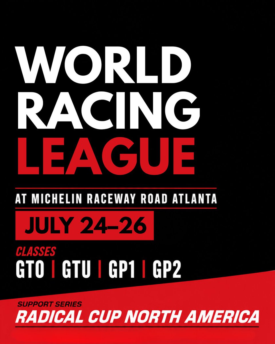 RoadAtlanta's tweet photo. World Racing League and Radical Cup North America are rolling into Michelin Raceway Road Atlanta next weekend for 15 hours of racing! The first 100 online tickets receive a FREE event poster. Buy here: https://t.co/qHbeuXbWxA https://t.co/vfQApJUVi7