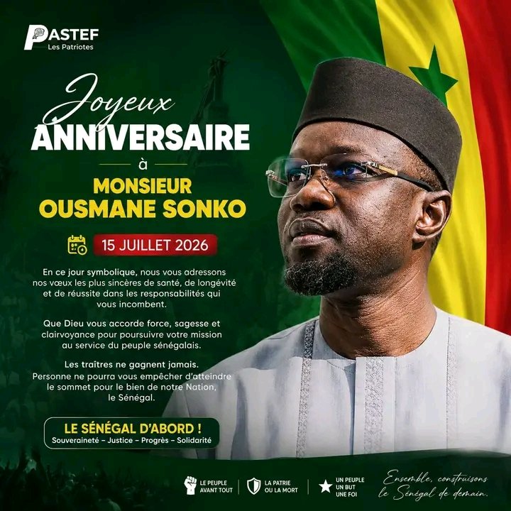 Mamadou44342366's tweet photo. Joyeux anniversaire au président @SonkoOfficiel qu'Allah vous accorde une santé de fer, une longue vie et vous protège contre tes ennemis. 🤲 https://t.co/EKT1cvwjqC