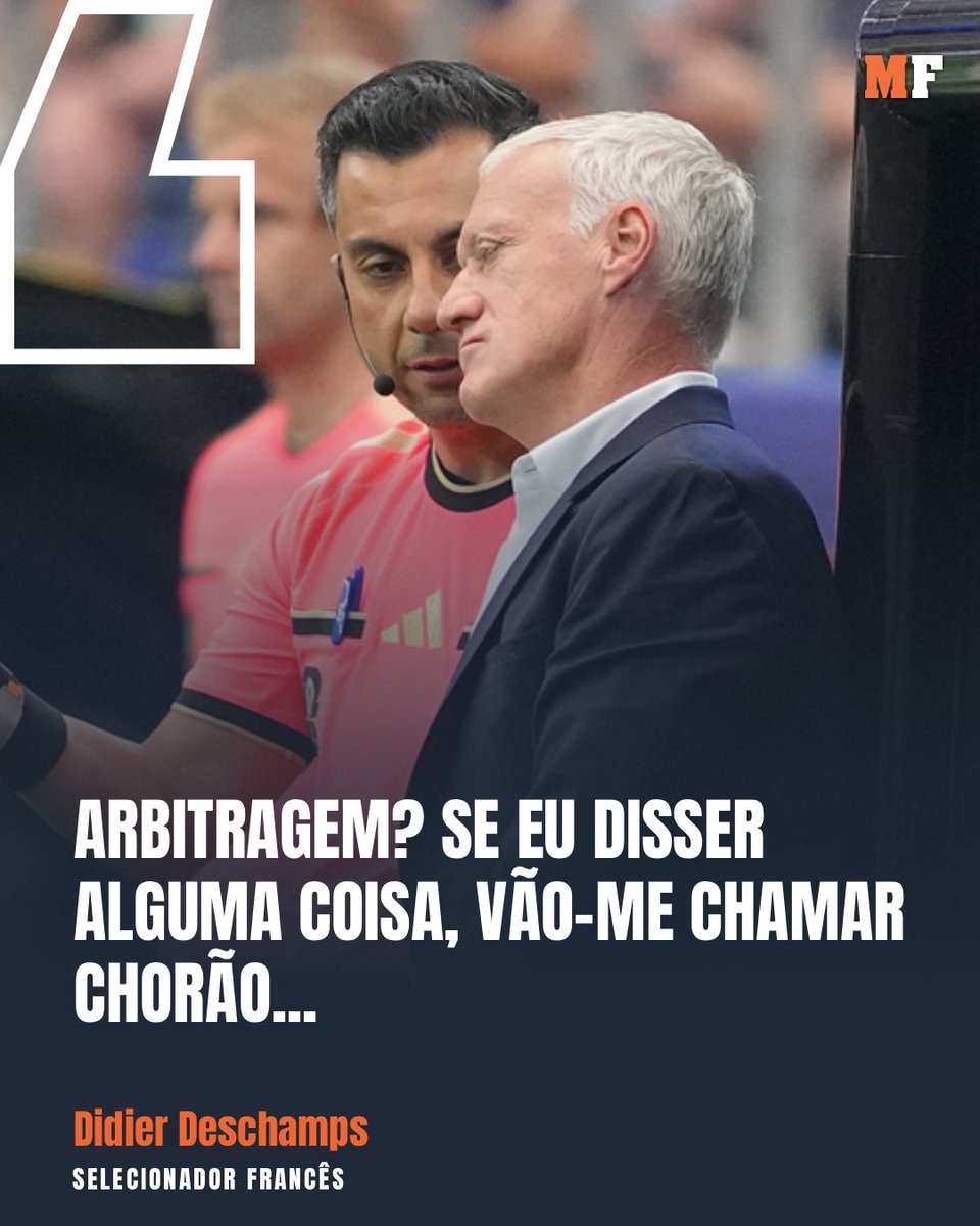 maisfutebol's tweet photo. Após a derrota frente à Espanha, Didier Deschamps, selecionador francês, apontou o dedo à arbitragem e destacou o lance do penalti que culminou no primeiro golo espanhol.
#didier #frança #arbitragem https://t.co/PB9CiVQAHL