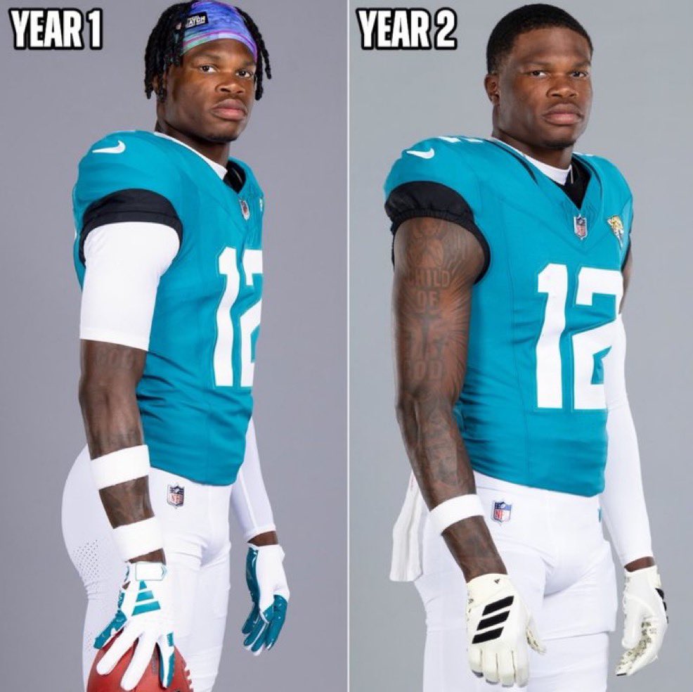 NFL_DovKleiman's tweet photo. Insane: Jaguars star WR/CB Travis Hunter has gone viral for putting on an INSANE amount of muscle this offseason.

Hunter is ready to prove everyone wrong. https://t.co/pCHtpFZbOR