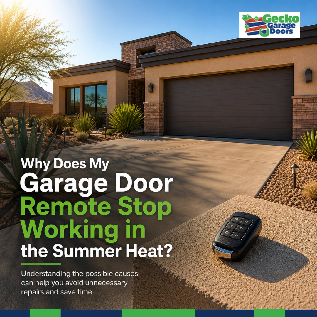 GeckoGarage's tweet photo. Why does your garage door remote work in the morning but struggle in the afternoon?

Arizona's summer heat could be the reason. Before replacing batteries or other parts, learn what might actually be causing the problem.

https://t.co/KDYFlWEnS5

#GarageDoorTips #GeckoGarageDoors https://t.co/PyEqBvT6XT