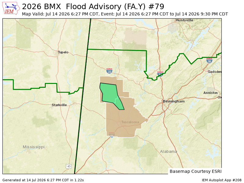 iembot_al's tweet photo. BMX issues Flood Advisory for Fayette, Tuscaloosa [AL] till Jul 14, 9:30 PM CDT https://t.co/LSvCcnhBlR https://t.co/N9ohgI9FJA