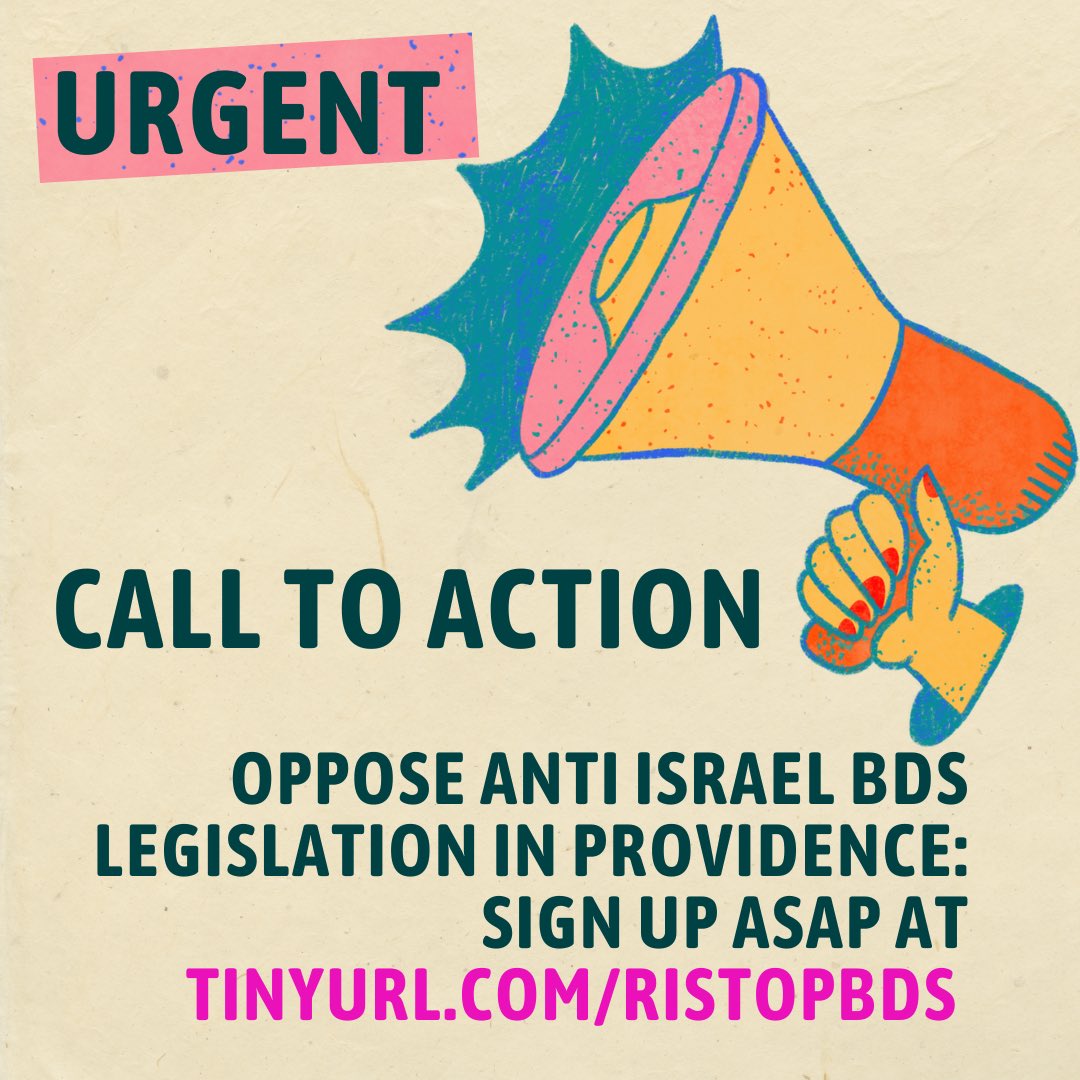 RI4Israel's tweet photo. Sign up ASAP to help us stop anti-Israel BDS legislation in the city of Providence - please fill out this link ASAP https://t.co/HNy9yobfGy https://t.co/HSxfIdOObf