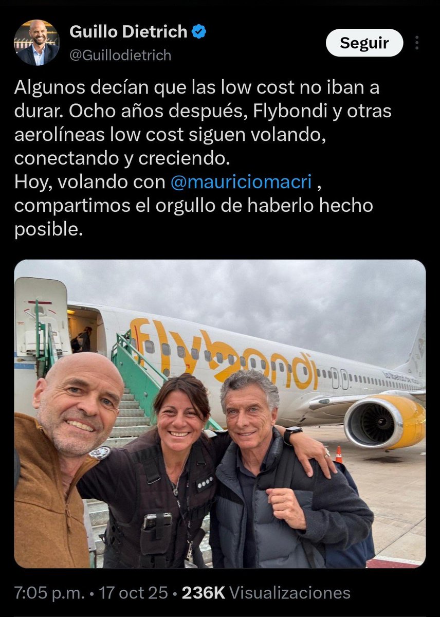 rquiroga777's tweet photo. Hace menos de un año @Guillodietrich y @mauriciomacri  se auto-felicitaban por lo bien que andaba Flybondi. 😂🤷‍♂️ https://t.co/OyxDHnUHL9