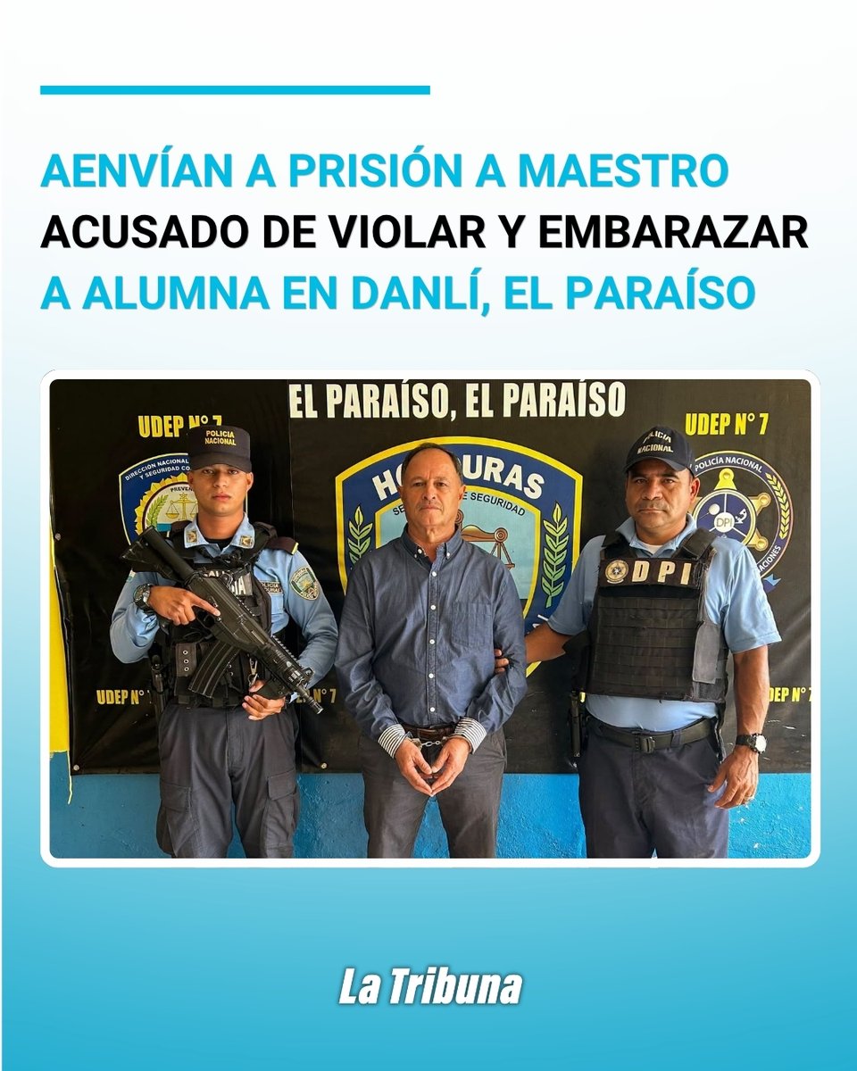LaTribunahn's tweet photo. S U C E S O S | Dictan detención judicial para el concejal y maestro Henry Antonio Valladares, de 64 años, acusado de violar y embarazar a una menor de 13 años en un centro educativo de Danlí, El Paraíso.

📲 Lea la nota completa: https://t.co/wV1FXN2SO8

#Danli #JusticiaHonduras

M