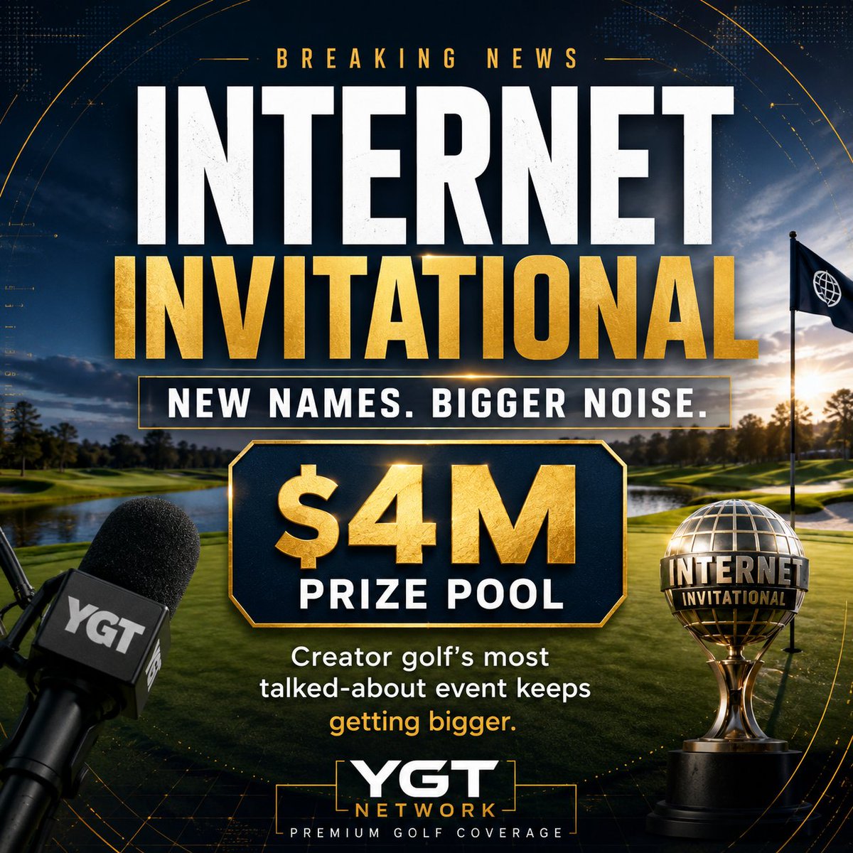 YGT_Network's tweet photo. The Internet Invitational is becoming the clearest signal in golf media.

Not because it is traditional.
Because it is not.

A $4M prize pool. New names. Bigger personalities. More noise.

Creator golf is no longer sitting outside the golf industry.

It is becoming part of the main event.