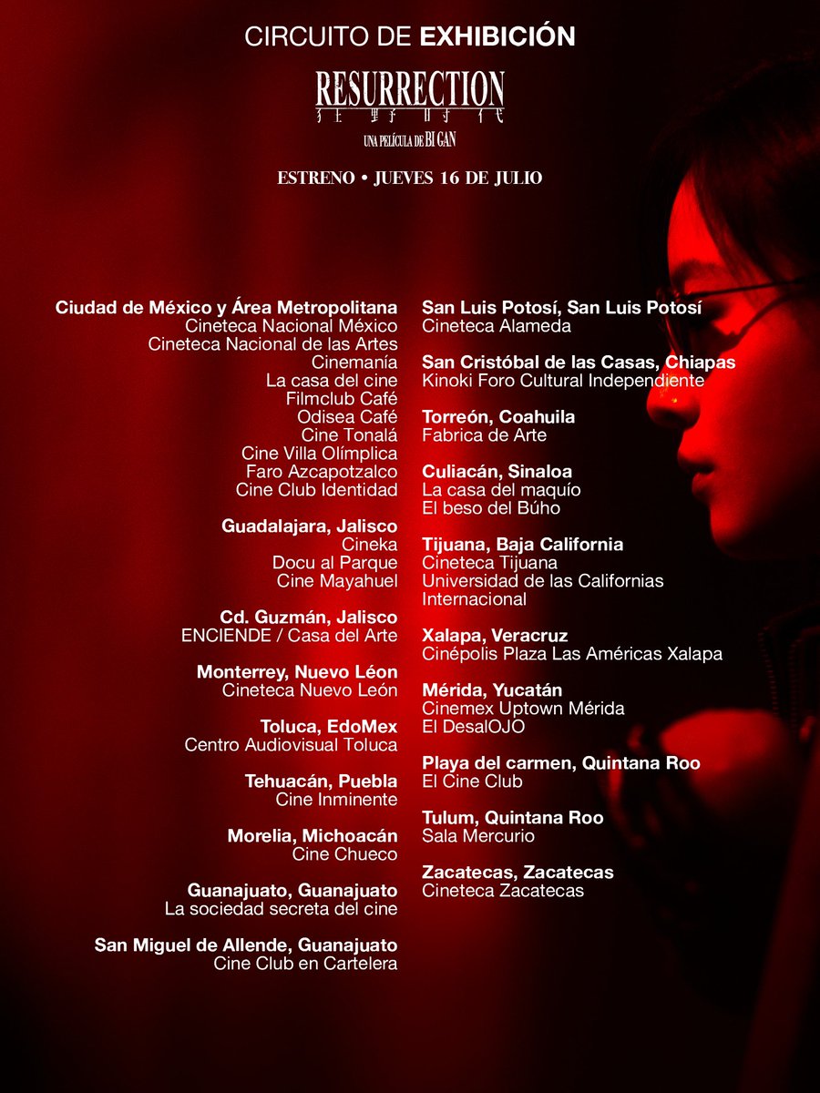 SomosPiano's tweet photo. No esperes más. RESURRECTION de Bi-Gan finalmente llega a cines esta semana. Encuéntrala en @Cinepolis @Cinemex @CinetecaMexico y salas independientes.

#Resurrection #BiGan #estreno #cine #somosPIANO https://t.co/pghlbENhTH