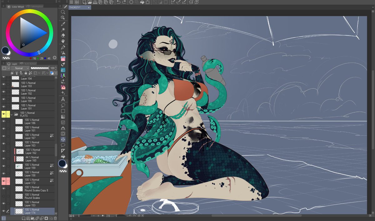 Sharxz's tweet photo. Going live for a short chill out stream, working on personal art while avoiding the solar ball of fire outside, heres the piece I'll be working on; 💛 https://t.co/gDqNtFUeOX