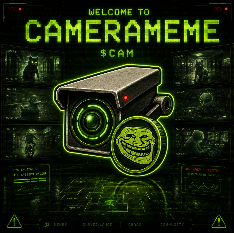 CAMERAMEME_sol's tweet photo. SURVEILLANCE SYSTEM ONLINE. 📹🟢

CAMERAMEME is connecting to every feed at once — strange signals, meme anomalies, and total chaos are already live.

Welcome to the network.
 $CAM is recording.

#CAMERAMEME #CAM #MemeCoin #CryptoMemes #CCTV #Solana https://t.co/c1QeADDExZ
