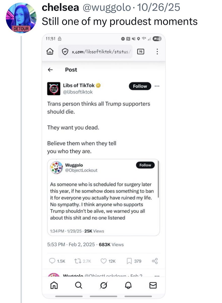 theheroicleader's tweet photo. @6000Hates7000 Exactly. Now imagine I told you that somone wished death to half of American viters. If we agree that people who give death threats shouldn’t be on the crew, then there can be not bias allowed… https://t.co/Gr9sGCxRH0