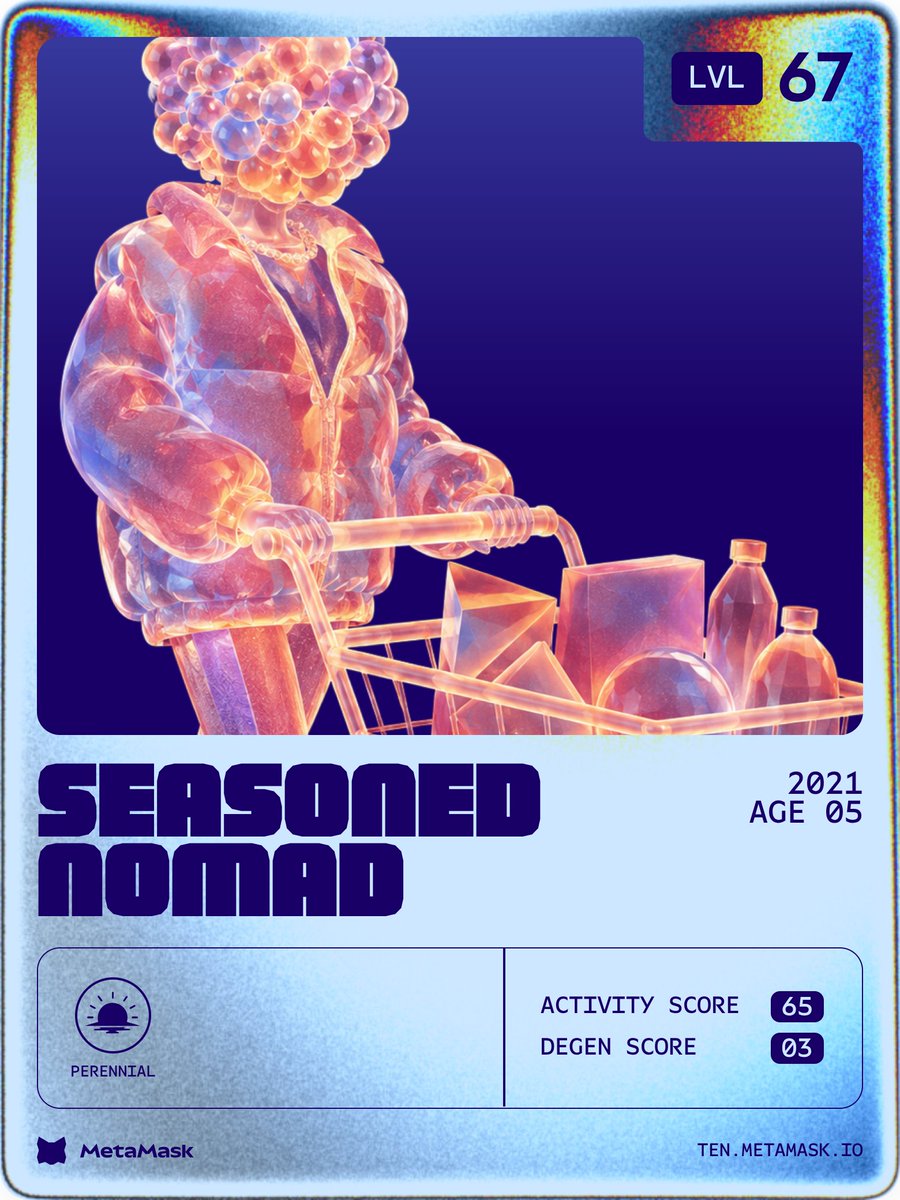 mvjids's tweet photo. My MetaMask on-chain persona: SEASONED NOMAD — reveal yours and check your stats at https://t.co/QzYNVk9hn9 https://t.co/fc6jbiaxqC