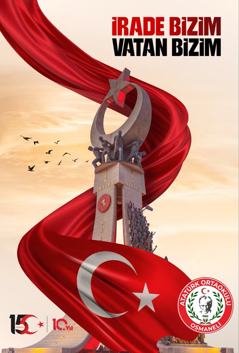 AtaturkOsmaneli's tweet photo. #15Temmuz Demokrasi ve Millî Birlik Günü'nün onuncu yılında aziz şehitlerimizi rahmet ve minnetle yâd ediyor, kahraman gazilerimize şükranlarımızı sunuyoruz.

“Milletin gücünün üstünde bir güç yoktur.”

#ZaferBizim  #osmaneliatatürk🇹🇷 https://t.co/hZE0Ndo3iw