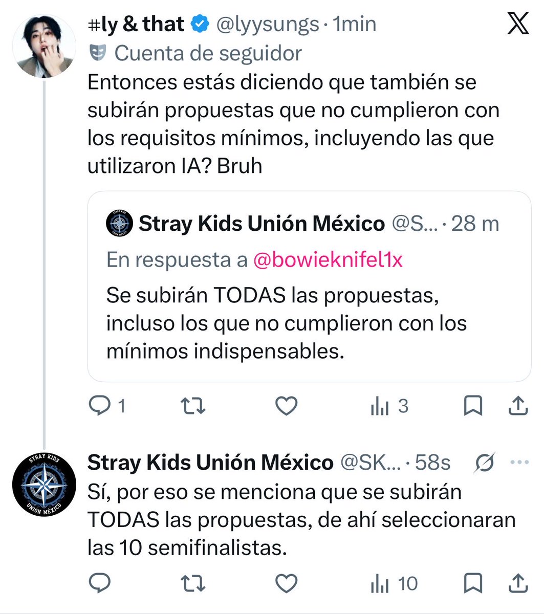bahngminiverse's tweet photo. La “solución” de aceptar banners hechos con IA es una falta de respeto enorme hacia todas las ilustradoras que participaron. Mientras unas pasaron días dibujando, corrigiendo y creando algo desde cero, ahora resulta que todo vale igual y que es aceptado. 

Lo único que tenían que hacer era quedarse con las propuestas que sí respetaban las normas y abrir la votación. No era tan complicado. En vez de apoyar a quienes realmente invirtieron tiempo y talento, prefirieron tomar el camino fácil y devaluar el trabajo de todos. 
Como les encanta lavarse las manos y tomar decisiones que al final del día, terminarán siendo nuestra culpa, verdad ???