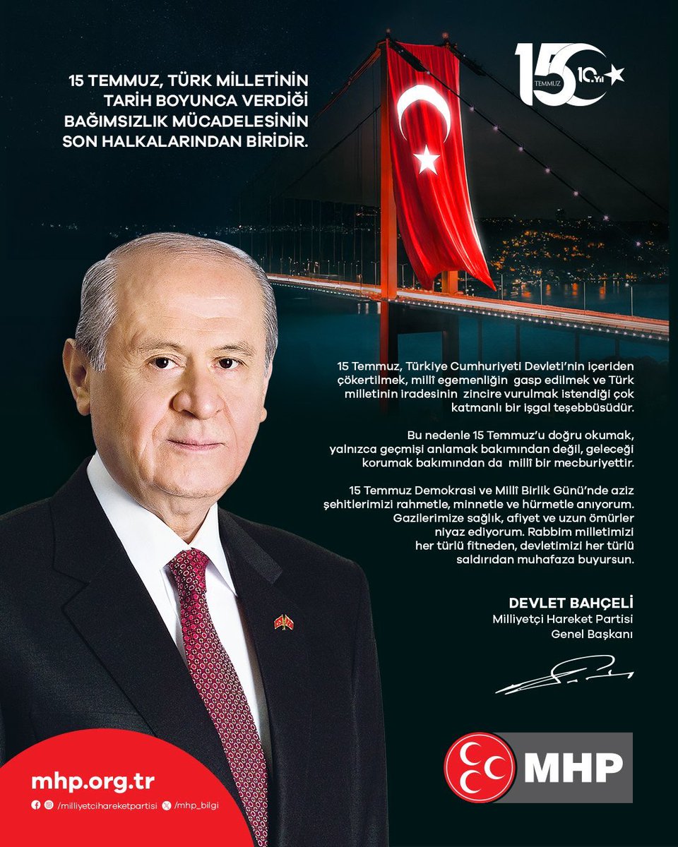 FevziKocoglu's tweet photo. 15 TEMMUZ, TÜRK MİLLETİNİN TARİH BOYUNCA VERDİĞİ BAĞIMSIZLIK MÜCADELESİNİN SON HALKALARINDAN BİRİDİR. https://t.co/aMFcyv3LIK