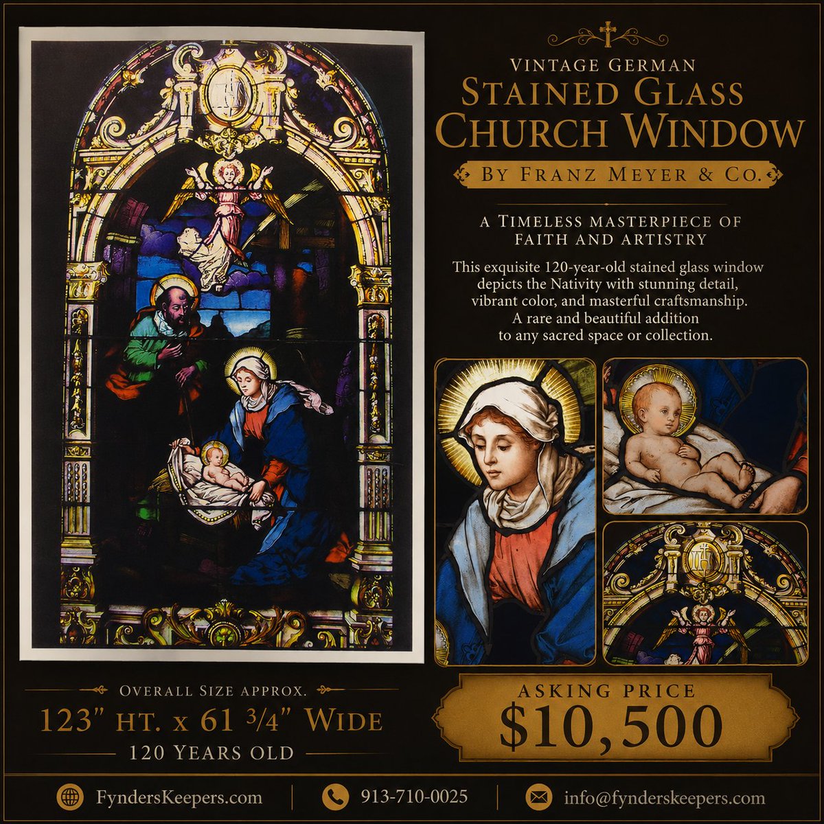 BrendanTHamtil's tweet photo. Vintage German Stained Glass Church Window + by Franz Mayer &amp; Co for sale! Asking for $10,500! Contact us at 913-710-0025!

#kc #parish #america #forsale #catolica #christ #kansascity #church #ks #saints #holyweek #missouri #catholicfamily #kcmo #catholicarchitecture #Mary https://t.co/REsConAtcF