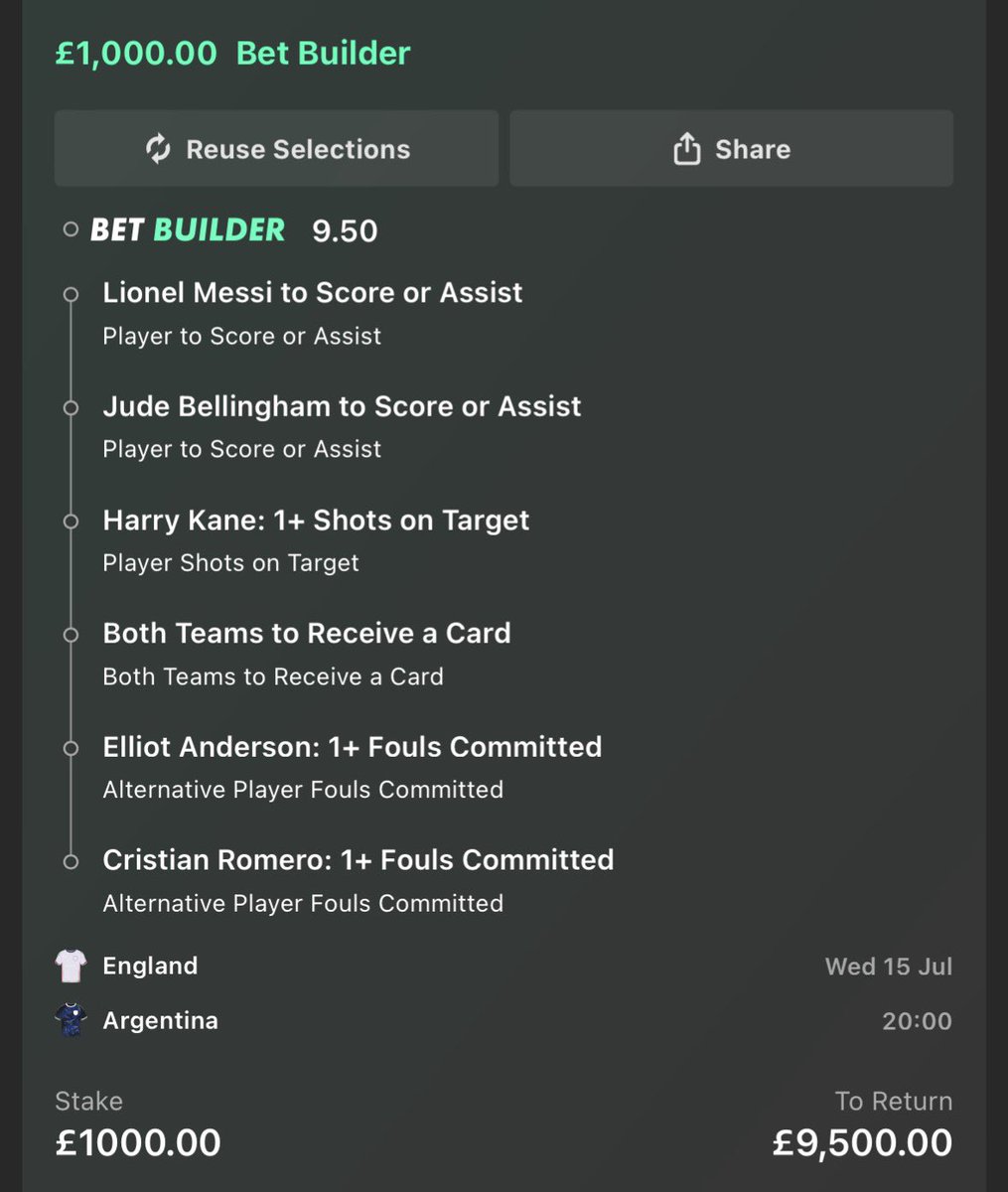 MaxBetC1ub's tweet photo. Like the look of this England v Argentina Bet Builder👷‍♂️🏴󠁧󠁢󠁥󠁮󠁧󠁿🇦🇷

9.50 odds✅ https://t.co/xulJcATaVk