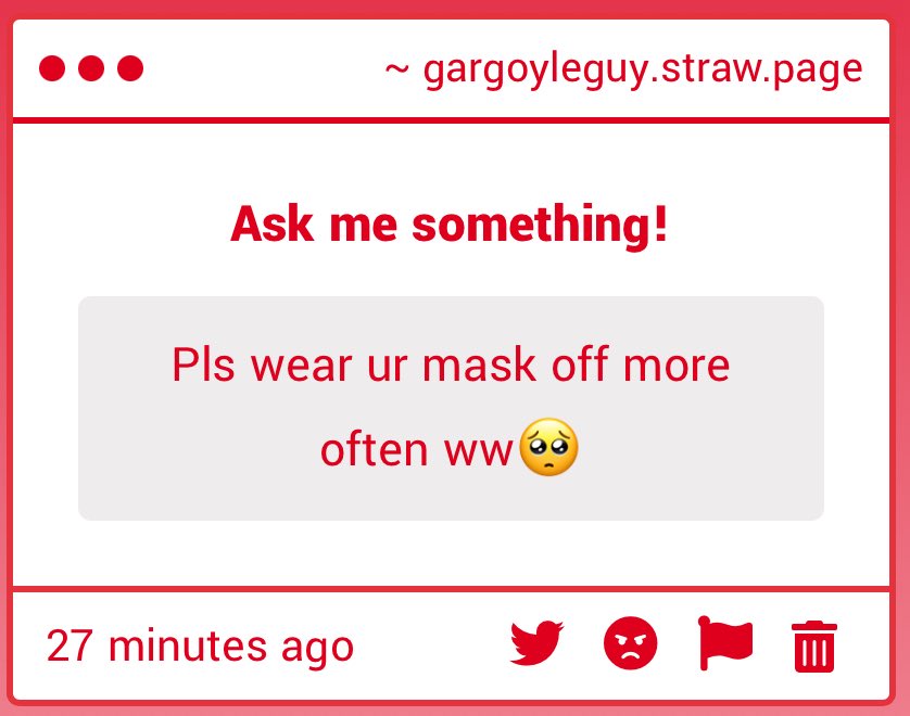 curiousGargoyle's tweet photo. No I wouldn’t want to scare or make anyone uncomfortable.. so it will stay on https://t.co/ic553fjtzS