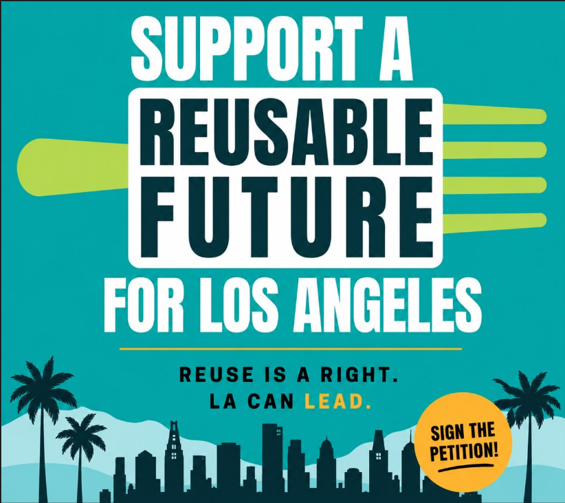 HealTheBay's tweet photo. Join us this Plastic Free July and tell our business and city leaders to pass a local reuse ordinance before LA28. Sign the petition today: https://t.co/v7Ao54Yq9F https://t.co/w37YVIEwRz