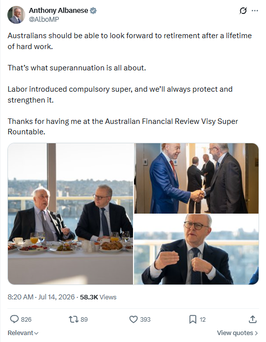 TomPlayford3's tweet photo. Anthony Albanese deleted this post from his X account yesterday and nobody can figure out why. I'd say its because he doesn't want to be seen with the people who actually call the shots in Labor for a while - https://t.co/bC35Y2nNRt