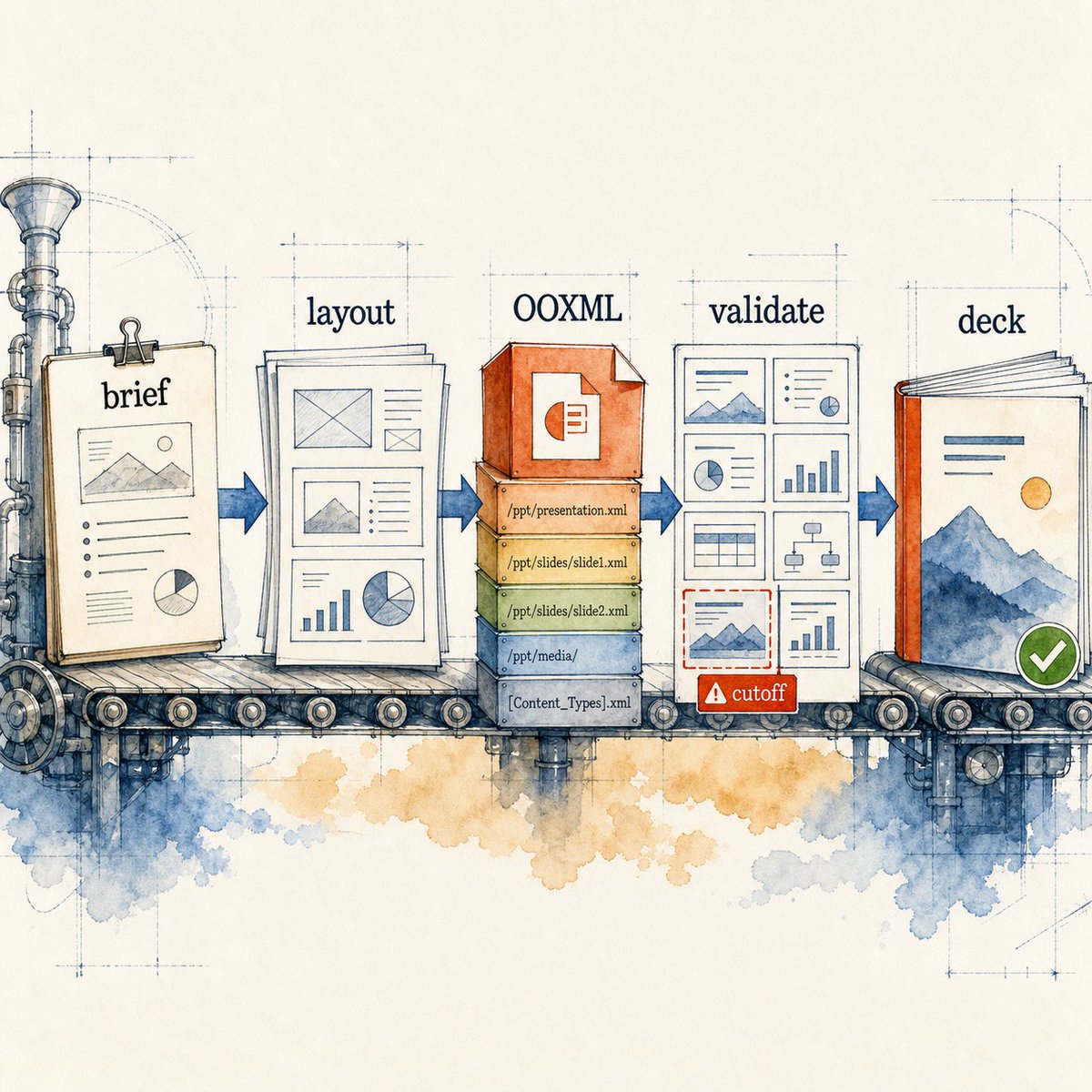 BestAgentKits's tweet photo. ck:pptx turns PowerPoint work into an actual engineering loop

brief -> html layouts -> OOXML edits -> thumbnail validation -> deck

use it when slides need templates, notes, comments, charts, or zero surprise cutoffs https://t.co/7B9cLhUcTv