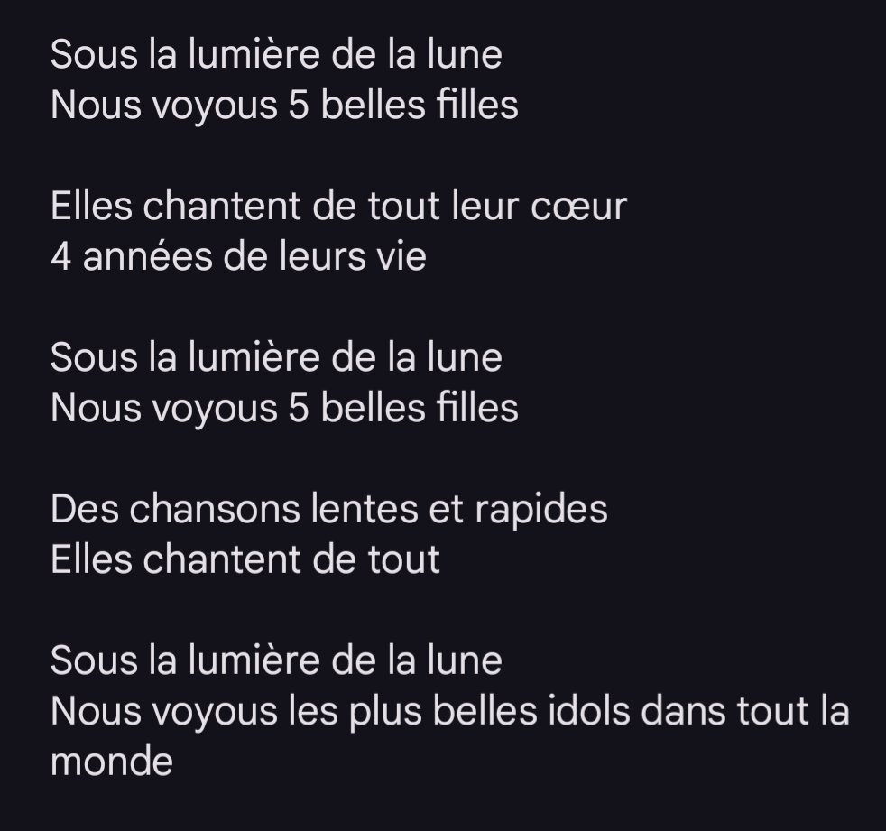 Lavo_2's tweet photo. 「City on the Moon」について私が書いたフランス語の短い歌の翻訳を投稿してほしいというリクエストがありました。今思えば、最初からそうすべきでしたwww

自分が音楽的なものを創作することになるとは、夢にも思わなかった。でも、エアラはいつも驚きに満ちている https://t.co/SBKgTLJlr3