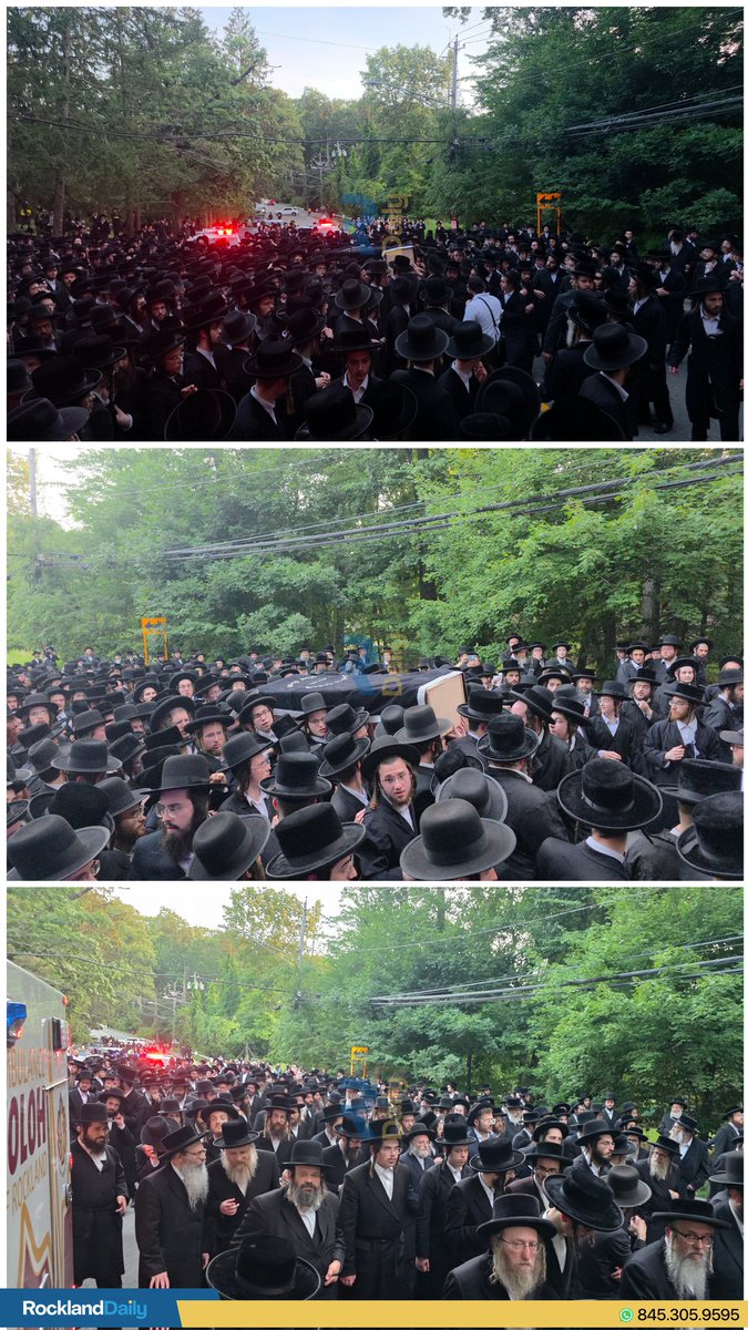 Rockland_Daily's tweet photo. The levayah has concluded, and the large crowd has begun escorting the mitah of the Rosh Yeshiva to his final resting place. The kevurah will take place in Kiryas Yoel. https://t.co/jWO2Y9QjM1