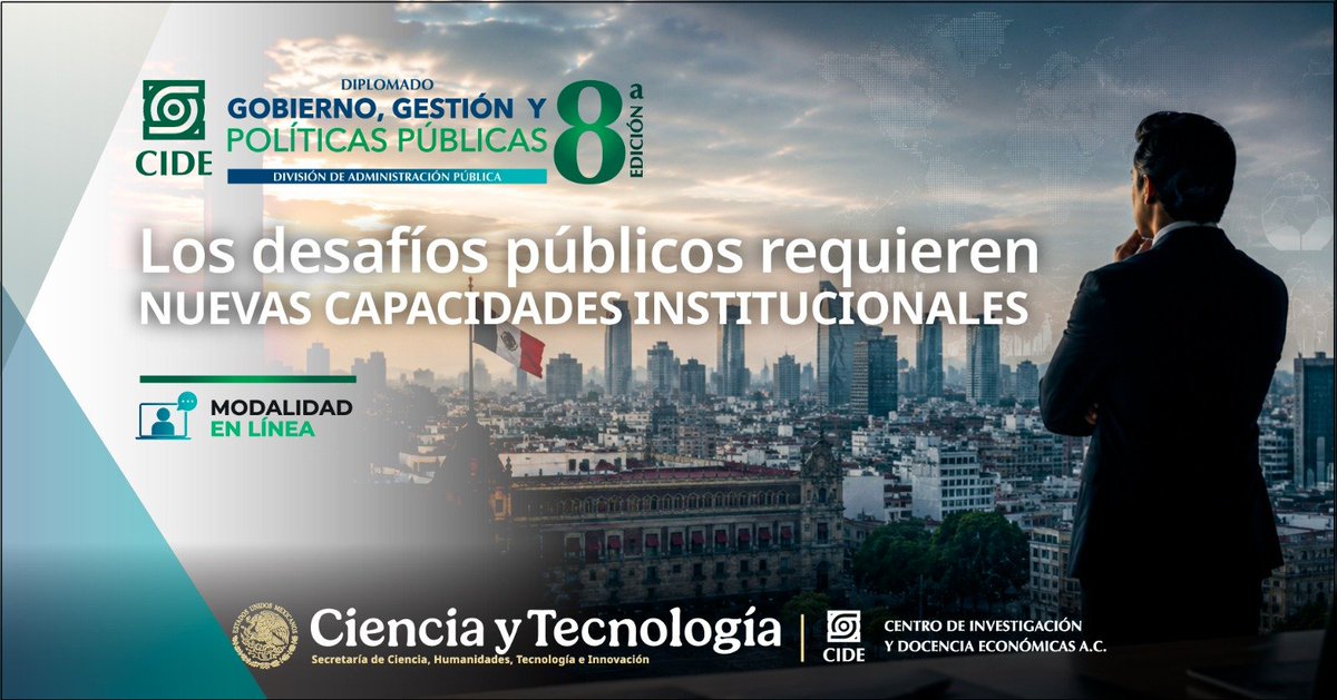 CIDE_DAP's tweet photo. Los desafíos de hoy requieren nuevas capacidades institucionales.
Prepárate para enfrentarlos con herramientas y conocimientos que generan impacto. 
Inscríbete a la 8.ª edición del @CIDE_DGGPP 👇🏻
https://t.co/yqpcfe91pq

#DGGPP8 https://t.co/MsYy1vr6tj