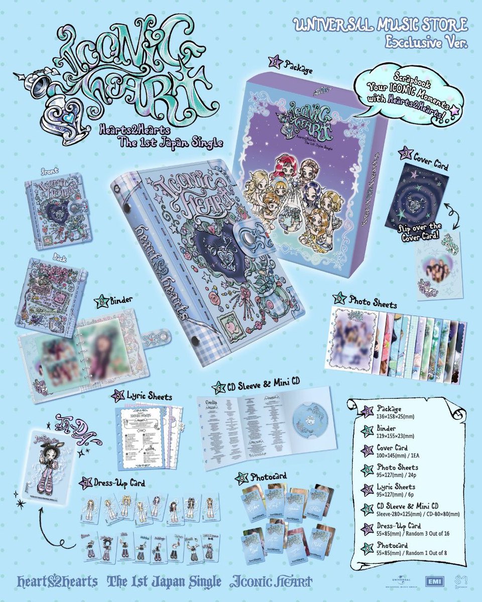 rumenitta's tweet photo. The aesthetic is just... wow. Unveiling the official album details for 【ICONIC HEART】! From the photobook pages to the cute little inclusions, we wanted to make this physical album super special for our Hearts2Hearts. Which version are you pre-ordering first? Let me know! https://t.co/uRh8wSpWxB