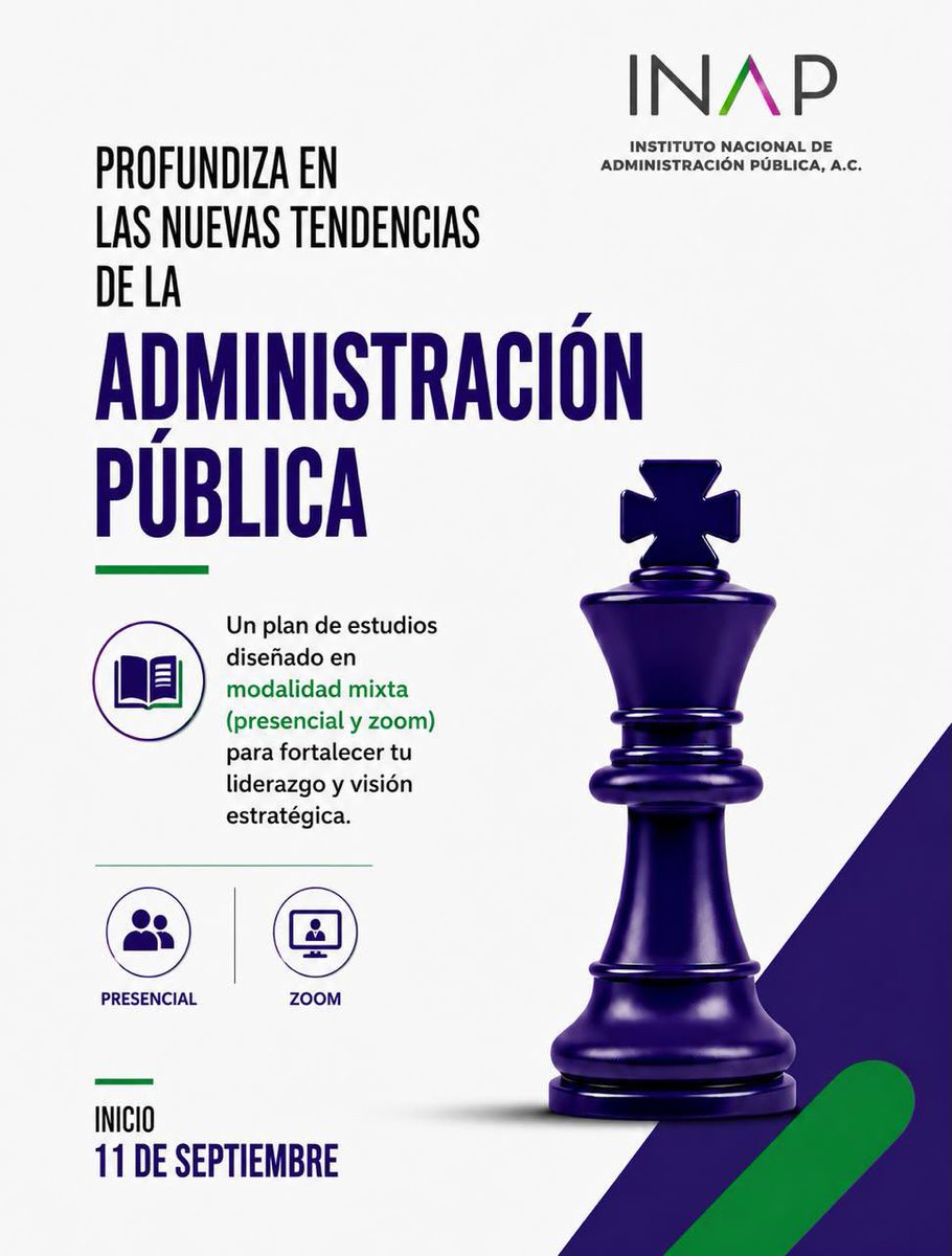 inap_mx's tweet photo. ¡Es momento de actualizarte!
Prepárate para los retos de la gestión pública actual, innovadora y orientada a resultados. ¡Conoce nuestro plan de estudios!  

Maestría en Administración Pública 

Inicio: 11 de septiembre
Inscripciones abiertas hasta el 25 de agosto.

Informes: 
Lic. Verónica Rincón 
vrincon@inap.org.mx

¡Reserva tu lugar!