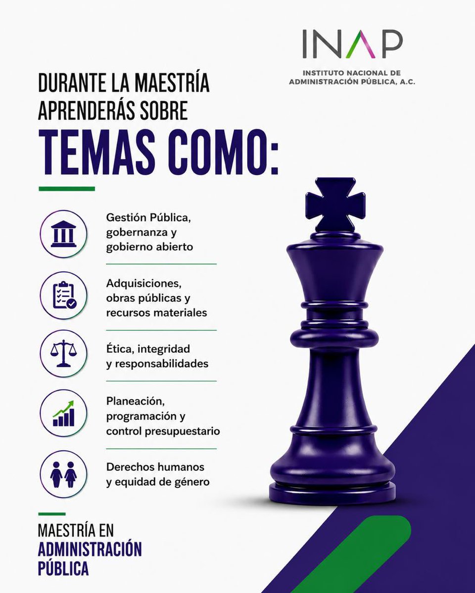 inap_mx's tweet photo. ¡Es momento de actualizarte!
Prepárate para los retos de la gestión pública actual, innovadora y orientada a resultados. ¡Conoce nuestro plan de estudios!  

Maestría en Administración Pública 

Inicio: 11 de septiembre
Inscripciones abiertas hasta el 25 de agosto.

Informes: 
Lic. Verónica Rincón 
vrincon@inap.org.mx

¡Reserva tu lugar!