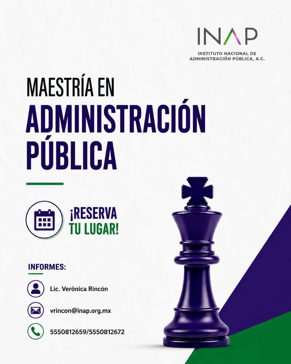 inap_mx's tweet photo. ¡Es momento de actualizarte!
Prepárate para los retos de la gestión pública actual, innovadora y orientada a resultados. ¡Conoce nuestro plan de estudios!  

Maestría en Administración Pública 

Inicio: 11 de septiembre
Inscripciones abiertas hasta el 25 de agosto.

Informes: 
Lic. Verónica Rincón 
vrincon@inap.org.mx

¡Reserva tu lugar!