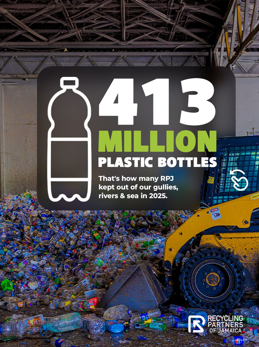 RecyclingJA's tweet photo. On the road to removing 2 billion plastic bottles from our environment. 🇯🇲♻️
413 million recycled in 2025. Next up: even more.
Separate your plastic bottles and recycle them at the RPJ location nearest you. https://t.co/QOZrRcYw5r
#PutPlasticInItsPlace https://t.co/QPVjRIh99B