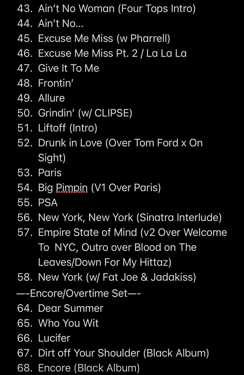 CRS_One's tweet photo. Okay, now that I’m settled…&amp; Reloaded! 

The FULL #JAYZ Extra Innings Setlist. 
(+/- a beat flip or two*) https://t.co/Rp7Hq9DgWQ