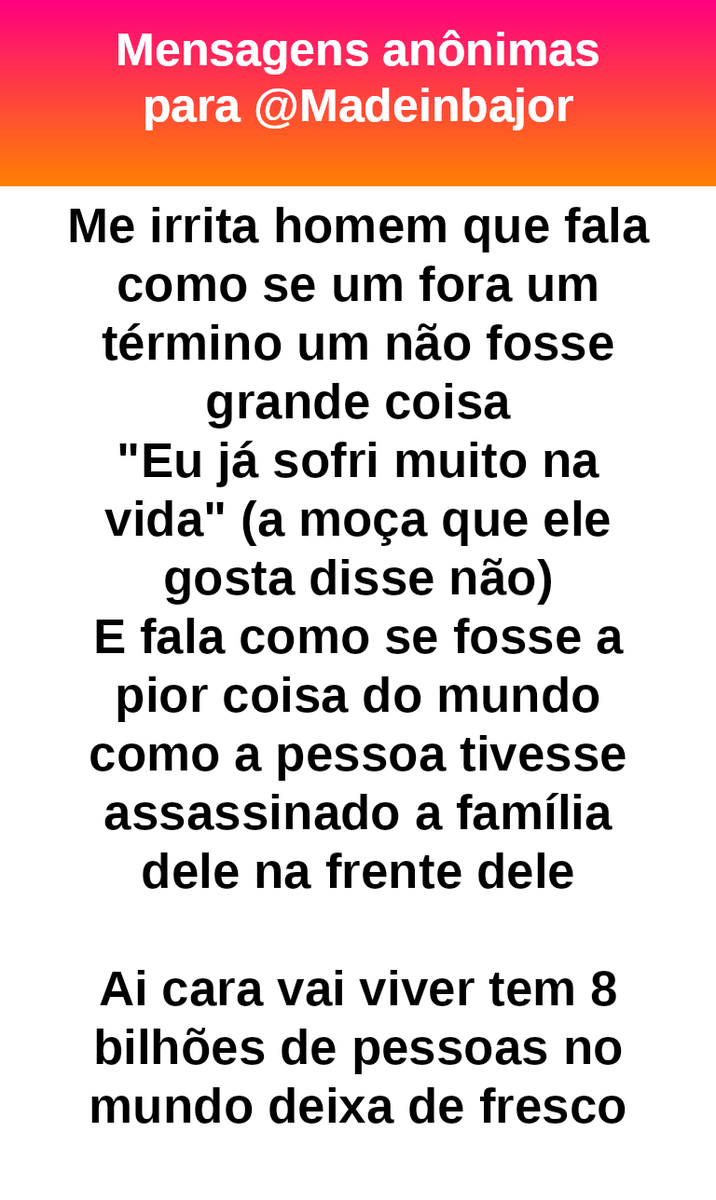 madeinbajor's tweet photo. Tbm não exagera né. 
Términos doem. Não é pq é homem que não vai doer.  #bajo43041 https://t.co/3dOWShHHFa
