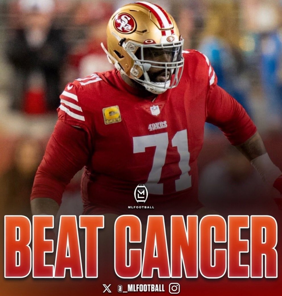 MLFootball's tweet photo. 🚨🚨HEARTWARMING STORY🚨🚨

#49ers All-Pro OT Trent Williams said that after his cancer diagnosis his doctors told him they did not know if he would live much longer.

“Every time I go into a locker room, every time I put the helmet on, I flash back to when the doctor told me, ‘Get your affairs in order.’”

His doctors told Trent: “You need to get closer to your girls. It looks pretty serious. I don’t know how long you have left.”

Williams underwent surgery to remove the tumor, losing 30% of his scalp while enduring skin grafts and hundreds of stitches.

Trent beat cancer and has since become a multi-time All-Pro, Pro Bowler, and one of the greatest offensive tackles in #NFL history.

A remarkable story 🙏🙏🙏