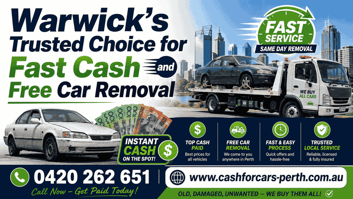 Cash4Cars_Perth's tweet photo. Warwick’s Trusted Choice for Fast Cash and Free Car Removal

To Learn More: https://t.co/Cs7ImnyScl https://t.co/xWhS0aTAmA