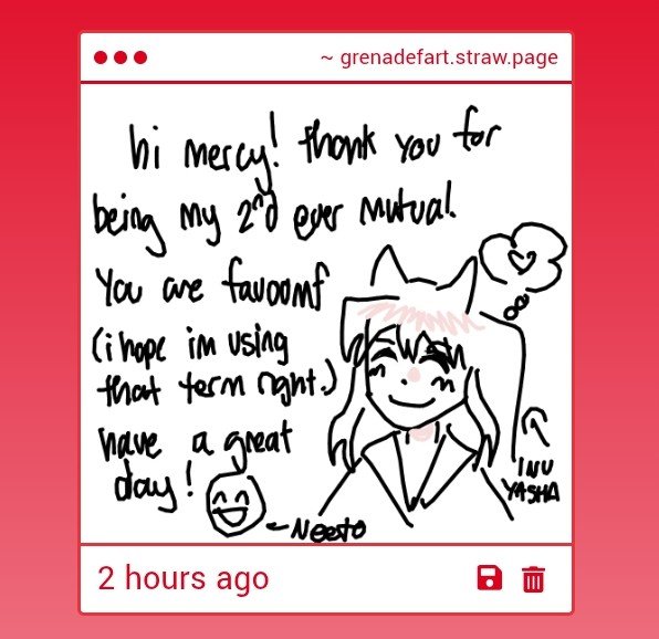 grenadefart's tweet photo. this a genuinely made me cry :-( i love you lots and lots neeto. thank you , you are favoomf aswell https://t.co/ZOy6zX36mI