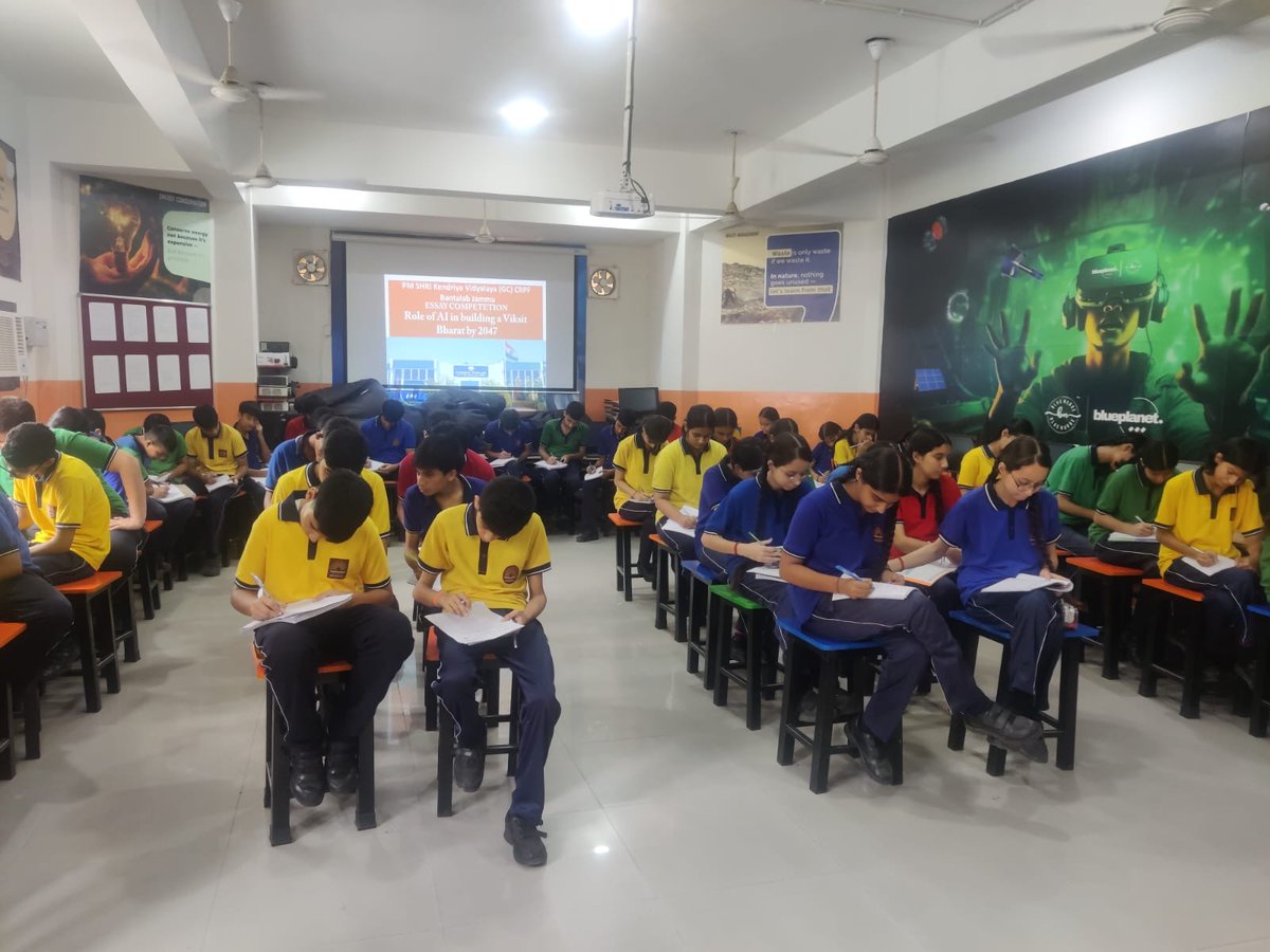 KBantalab's tweet photo. Young minds envisioning a #ViksitBharat2047! 🇮🇳 Essay Competition on "Role of AI in Building a Viksit Bharat by 2047" conducted at PM SHRI KV GC CRPF Bantalab. #AI #NEP2020
@KVS_HQ 
@kvsrojammu https://t.co/EXJHfI0z0Q