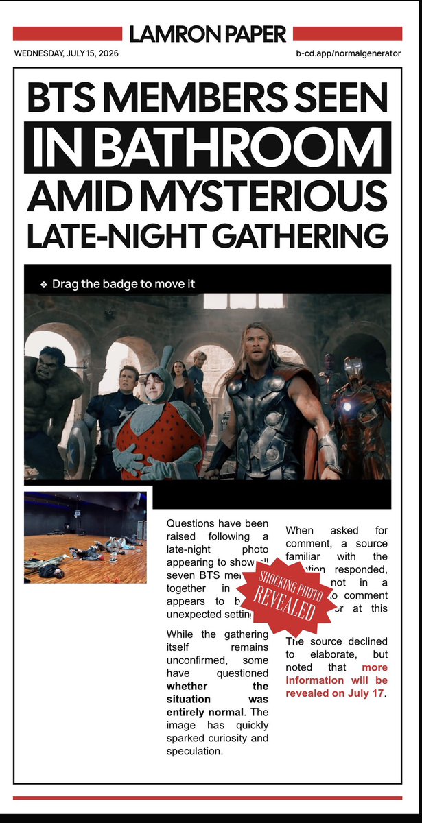 MagicshopClare's tweet photo. Normal Avengers are coming 

#btsnormal #lamronnewspaper https://t.co/NqH6ApkRry